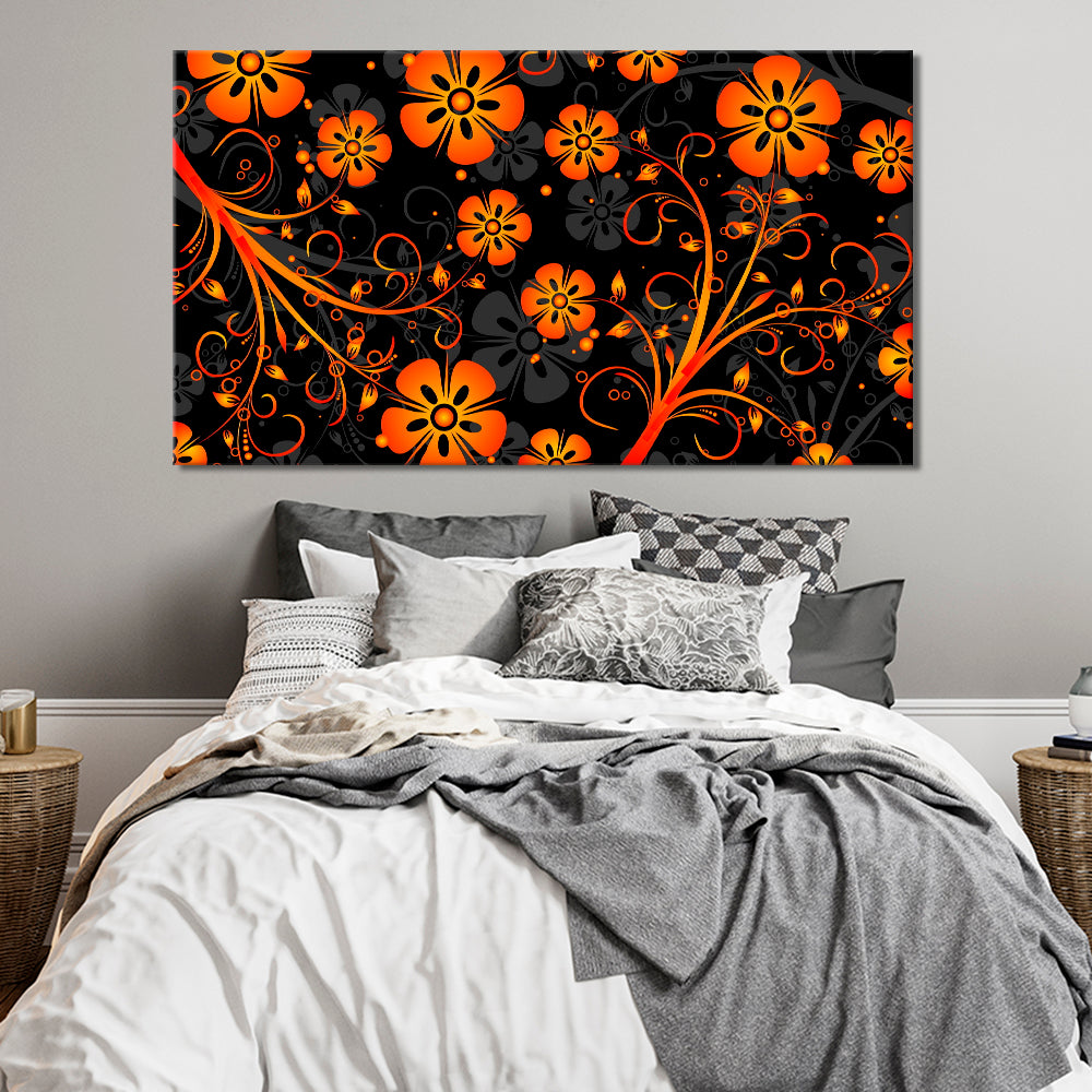 Orange and black floral design