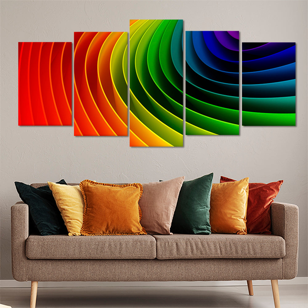 The colours of a rainbow swirl