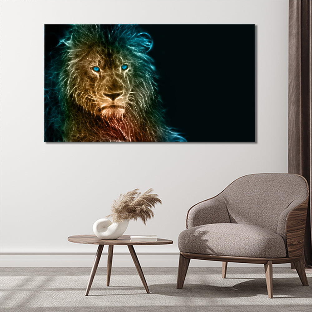 Abstract Green Eyed Lion