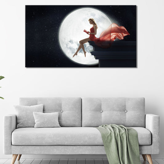 Moonlit Lady in Red