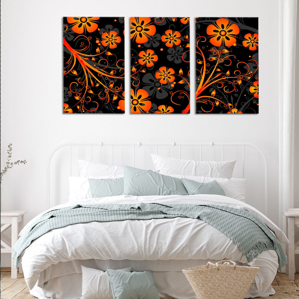 Orange and black floral design