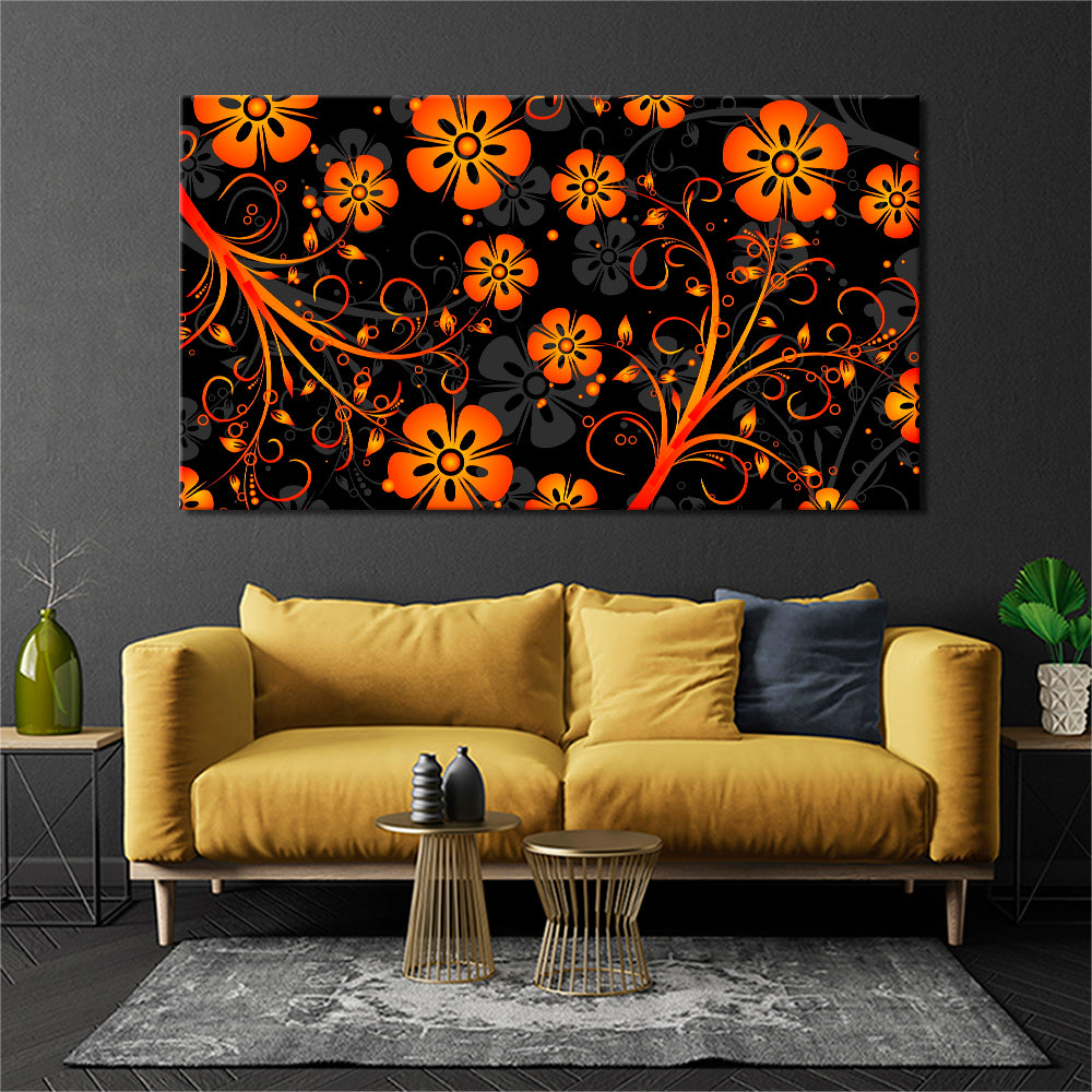 Orange and black floral design