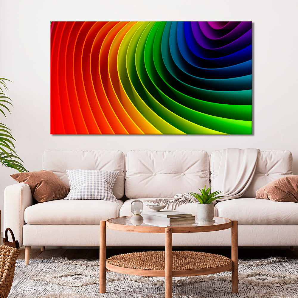 The colours of a rainbow swirl