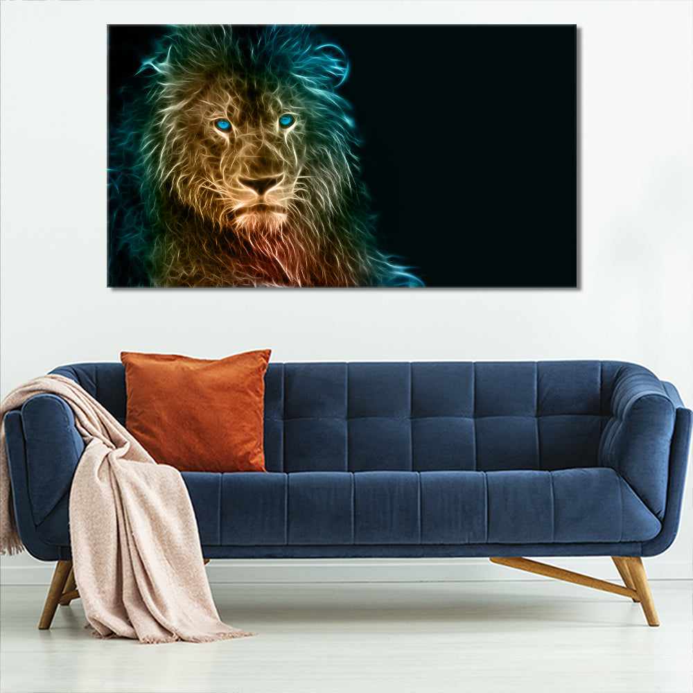 Abstract Green Eyed Lion