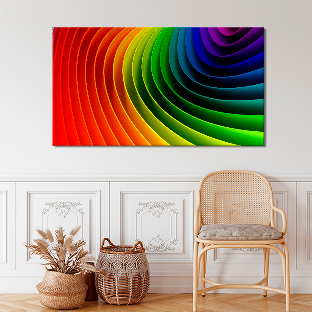 The colours of a rainbow swirl