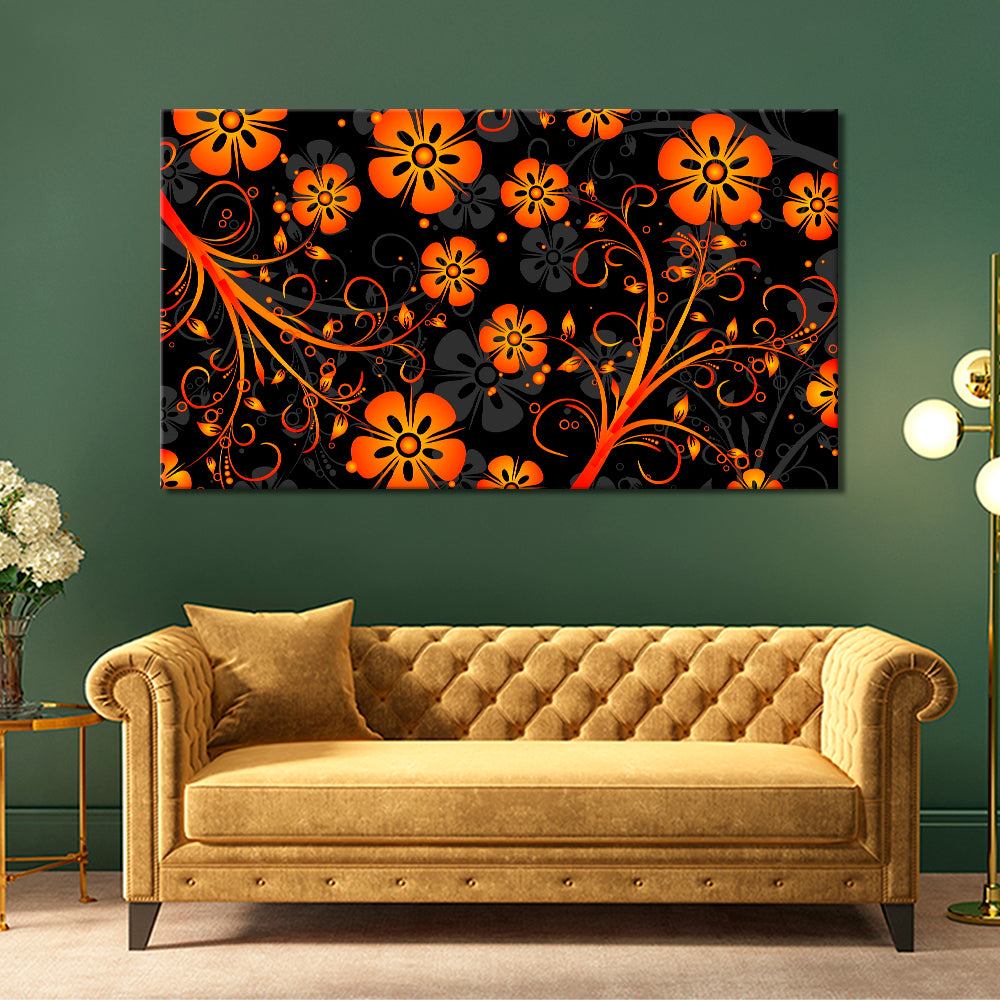 Orange and black floral design