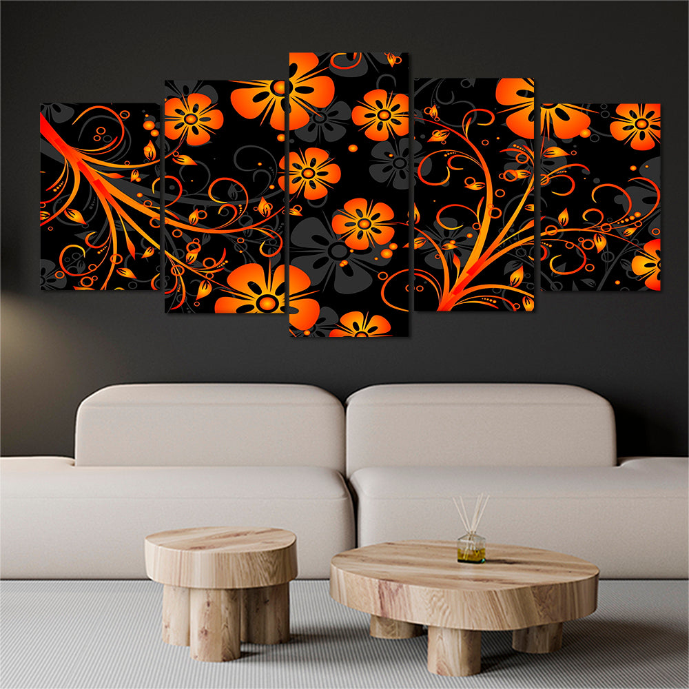 Orange and black floral design