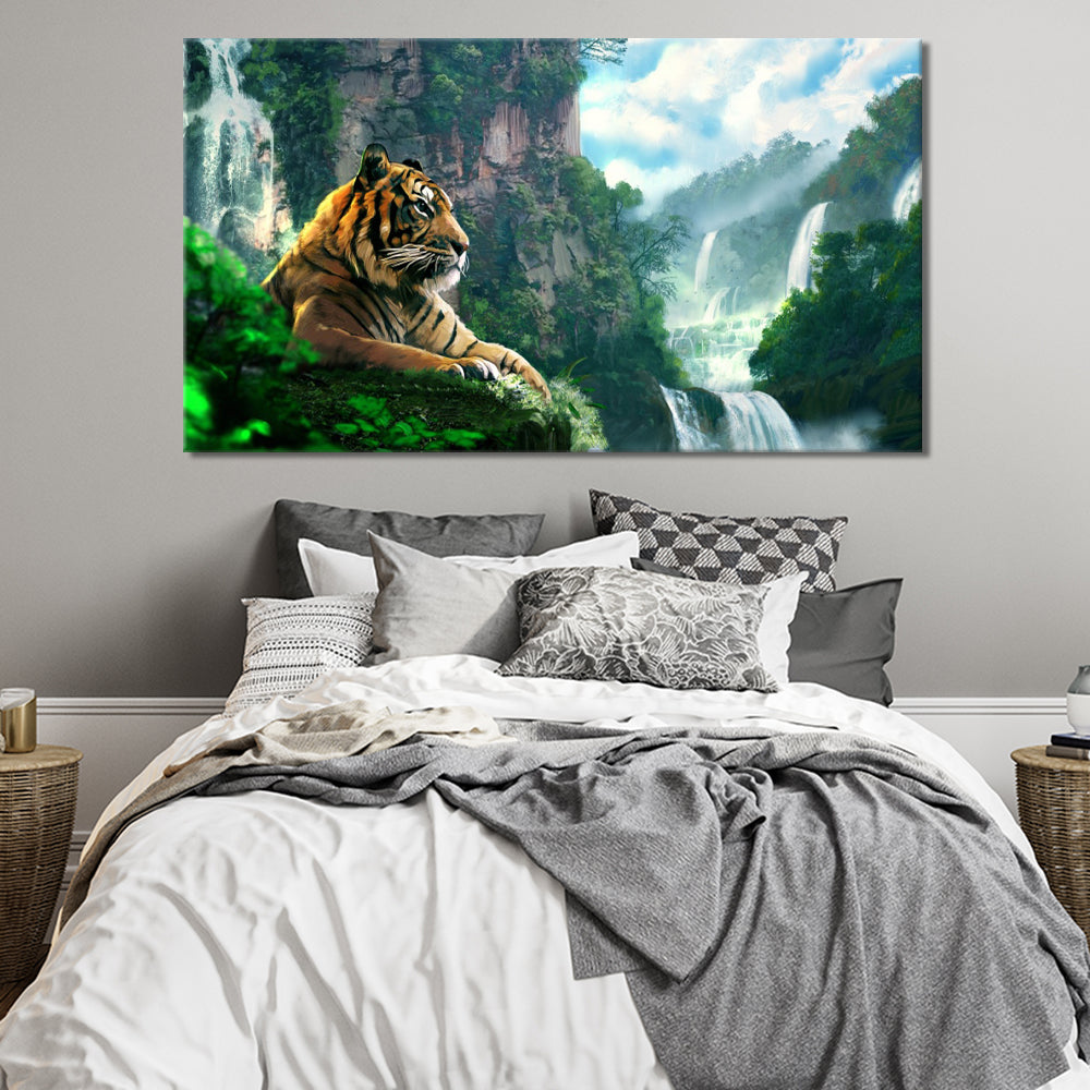 Tiger at the waterfall