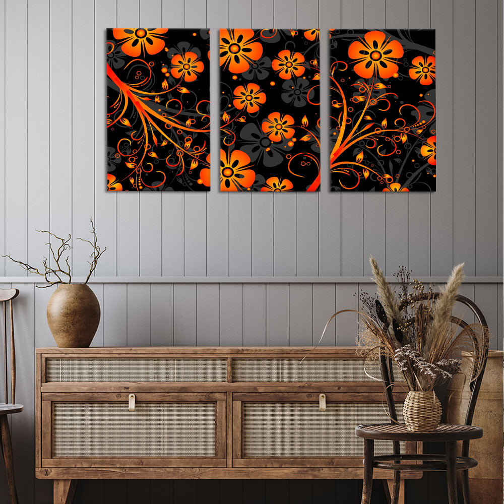 Orange and black floral design