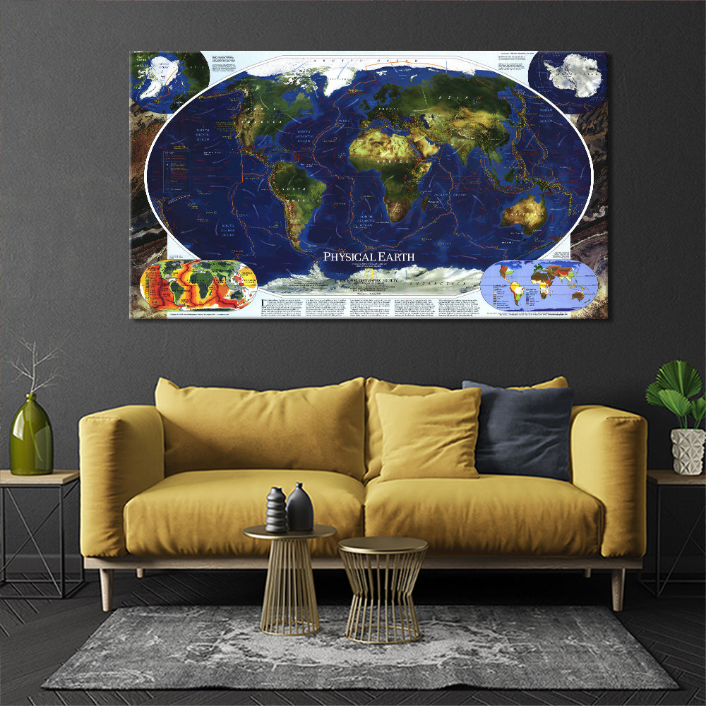 Map with dark blue oceans