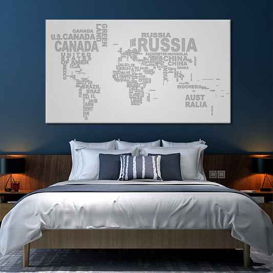 Word world map (grey)