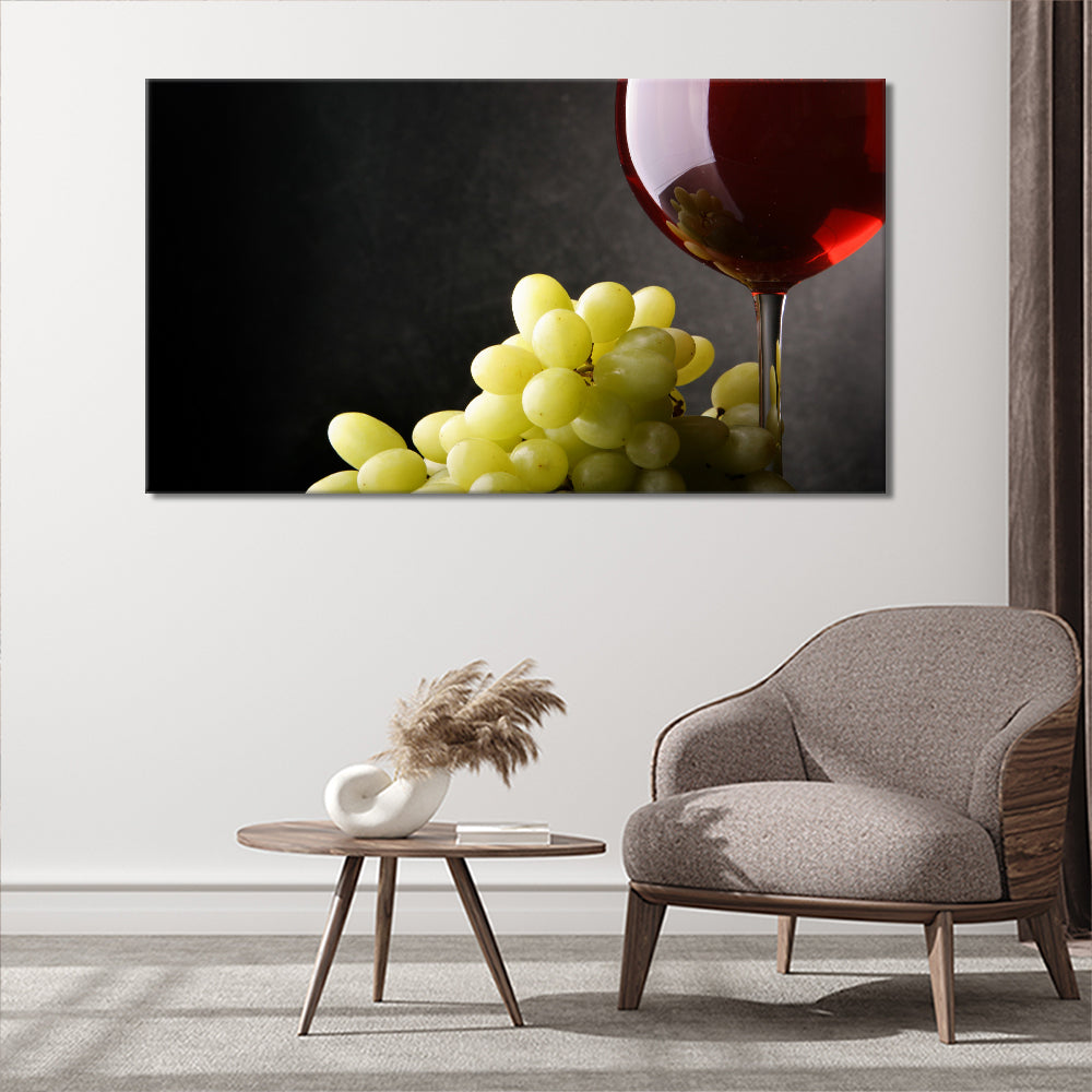 Ripe grapes and wine