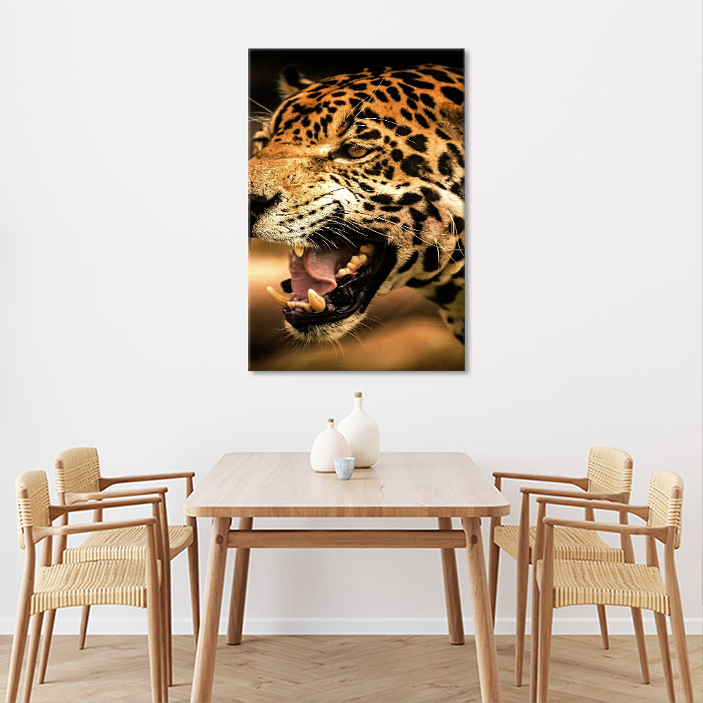 Snarling leopard