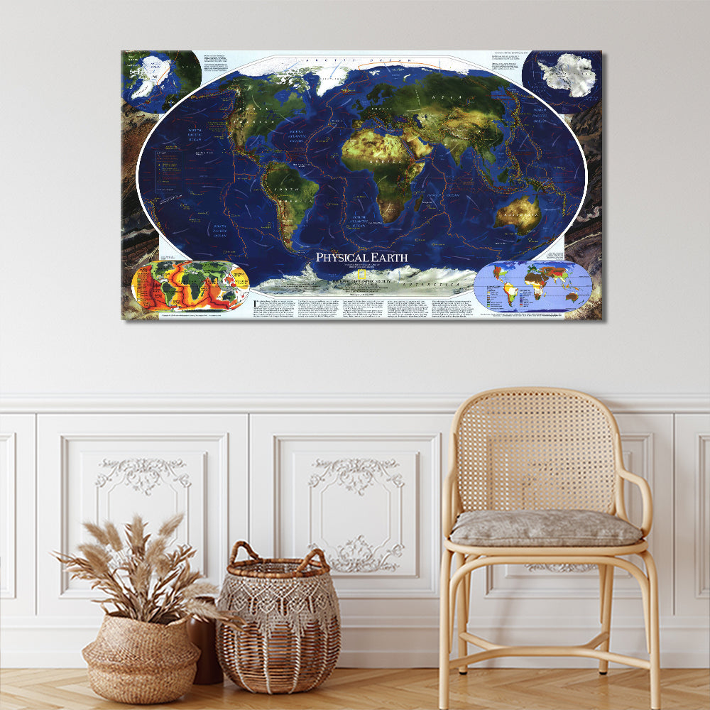 Map with dark blue oceans