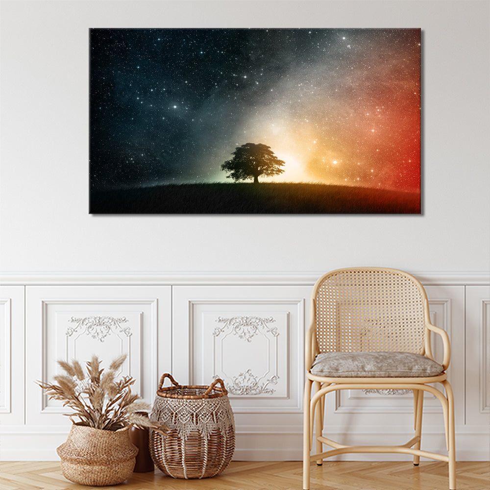 Lonely Tree on a Starry Night