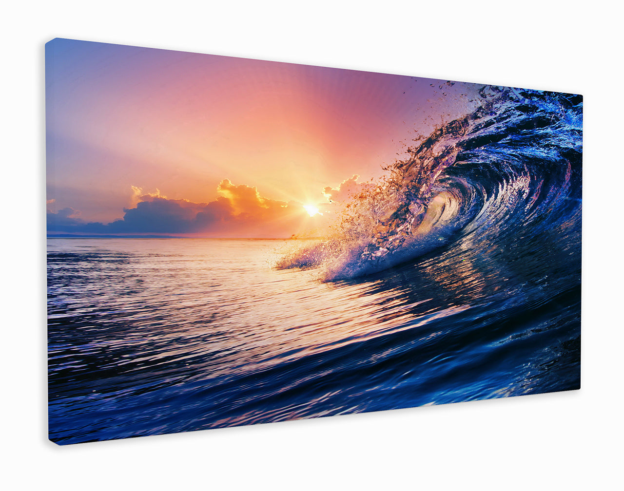 Raging waves at sunset