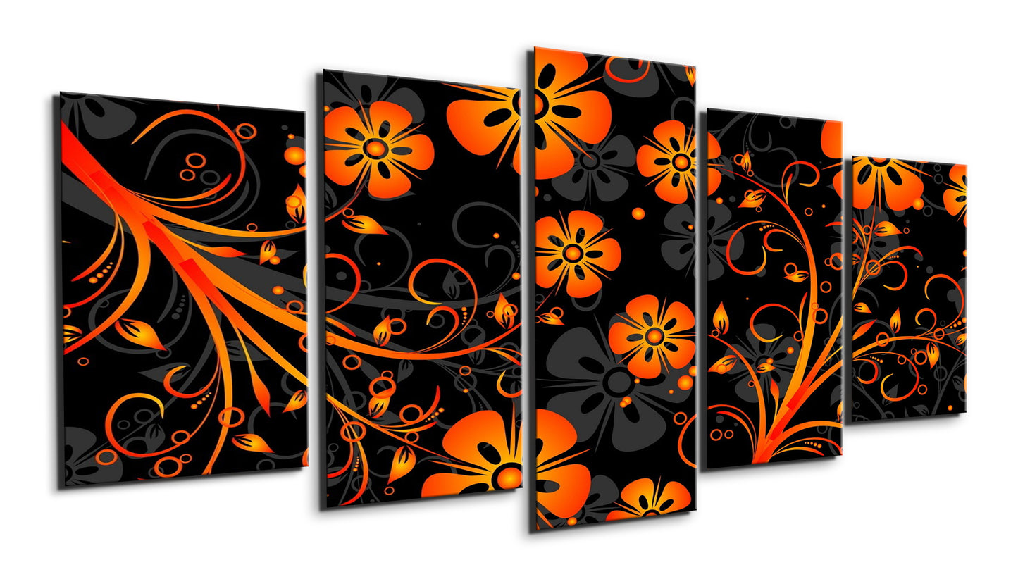 Orange and black floral design