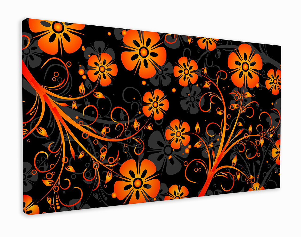 Orange and black floral design