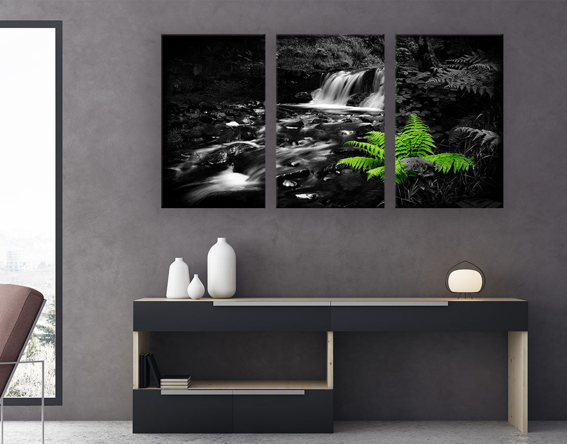 Waterfall and fern