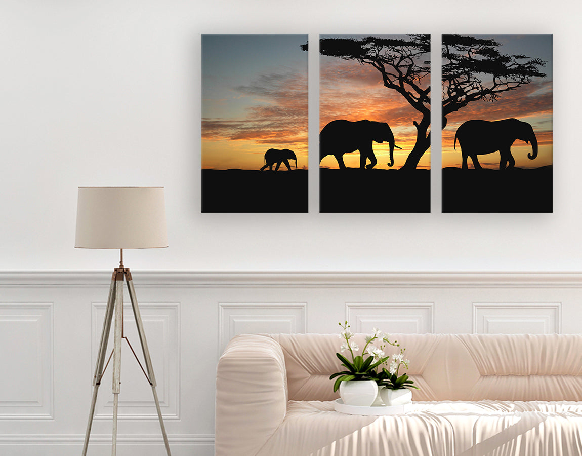 Elephants in Sunset