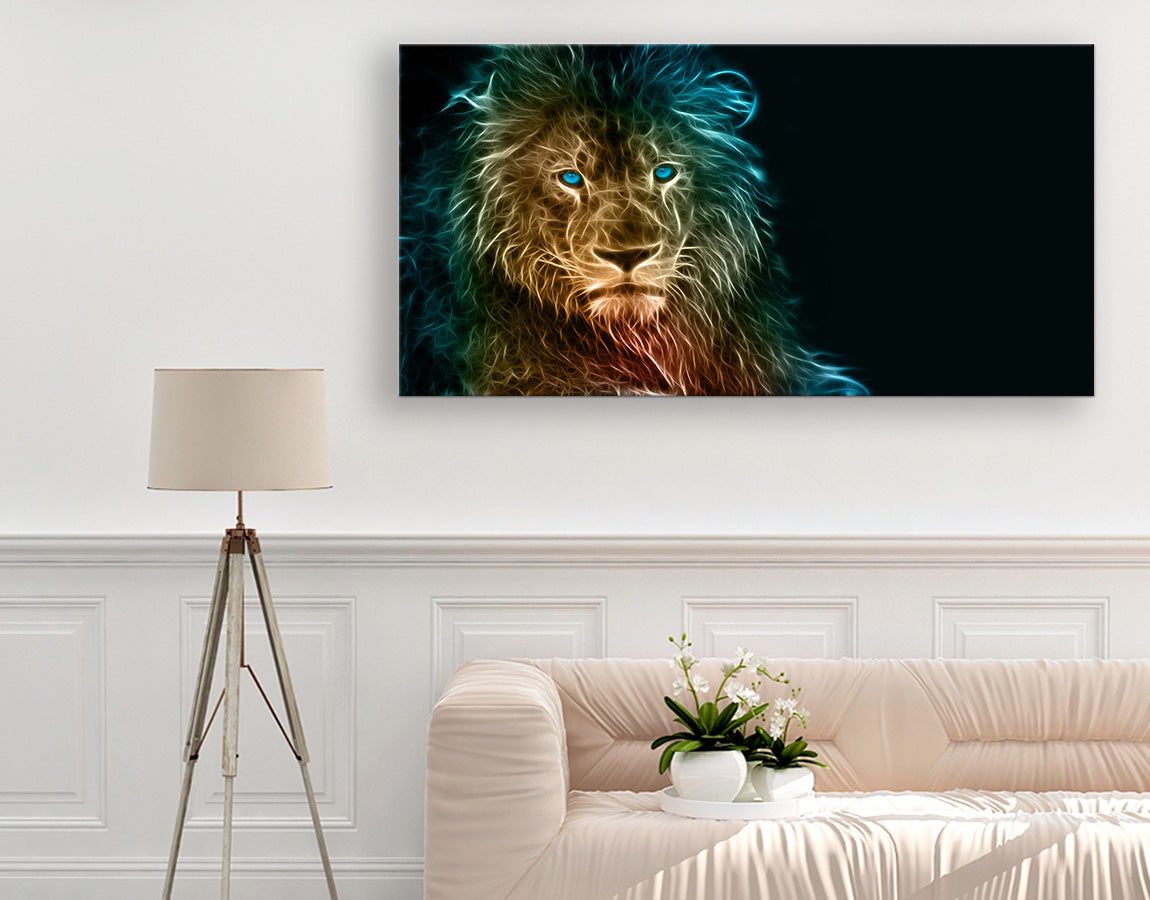 Abstract Green Eyed Lion