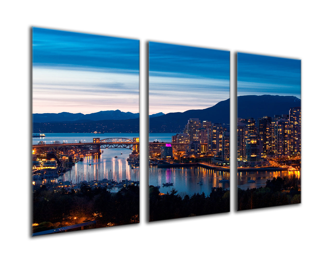 Vancouver bridge and city at night