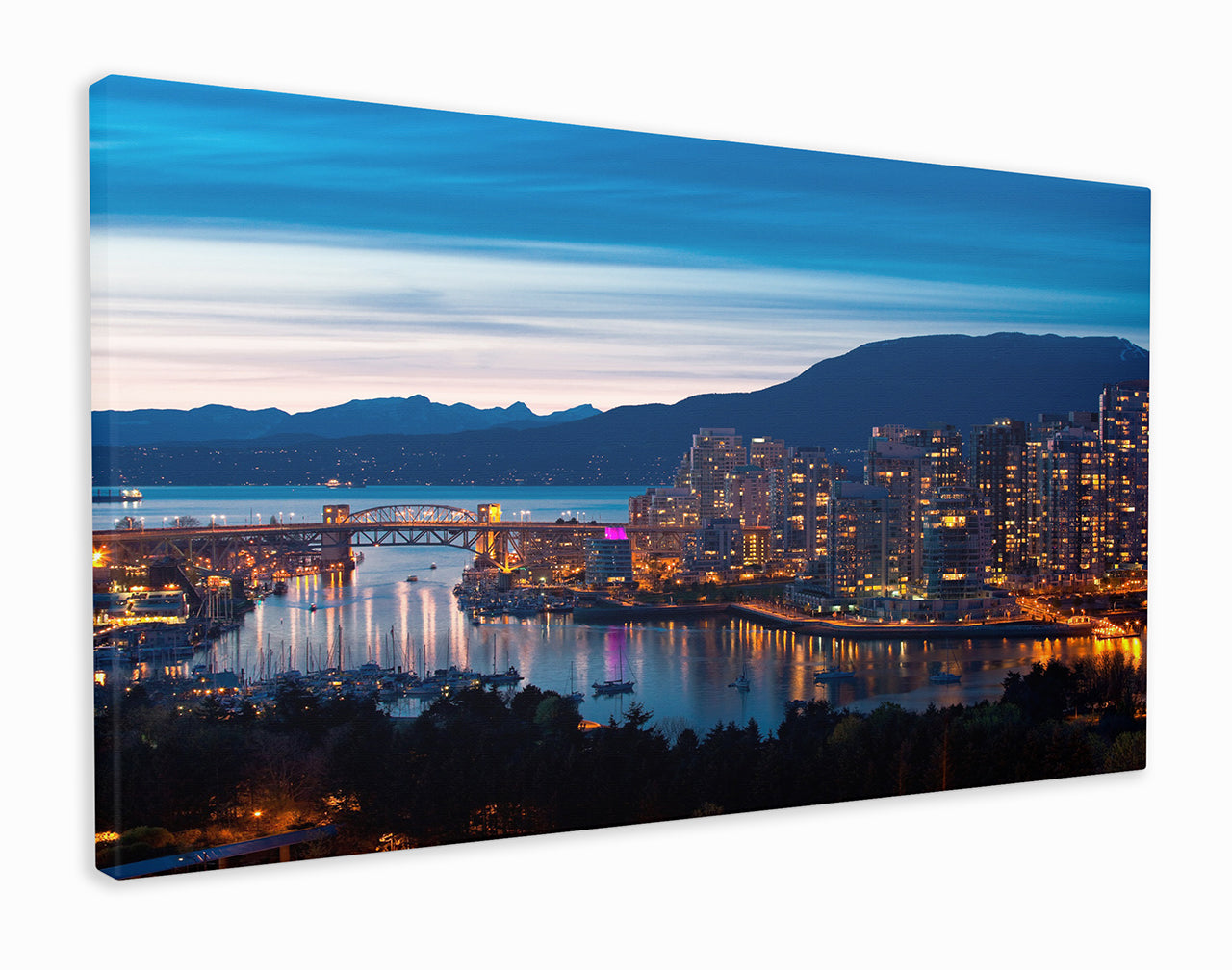 Vancouver bridge and city at night